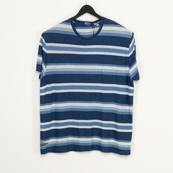 Polo Ralph Lauren Men Classic Fit Striped Cotton Linen Tee Navy Size XL - Picture 1 of 7